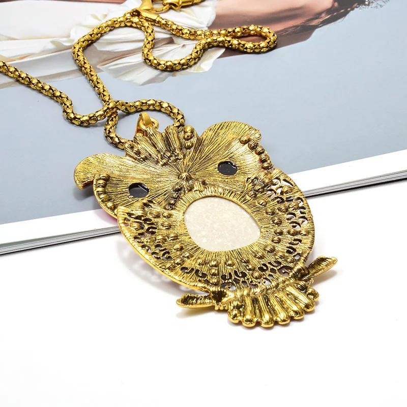 Богемные винтажные золотые металлические красочные стразы ожерелья в форме Совы Изящные Кристаллы ювелирные изделия Аксессуары для женщин