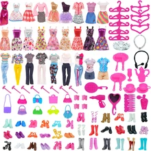 Poupée barbie 11.8 pouces, ensemble de 63 pièces, vêtements, chaussures, accessoires, sacs à main, cintres, convient à poupée barbie & BJD, meuble, jouet pour filles