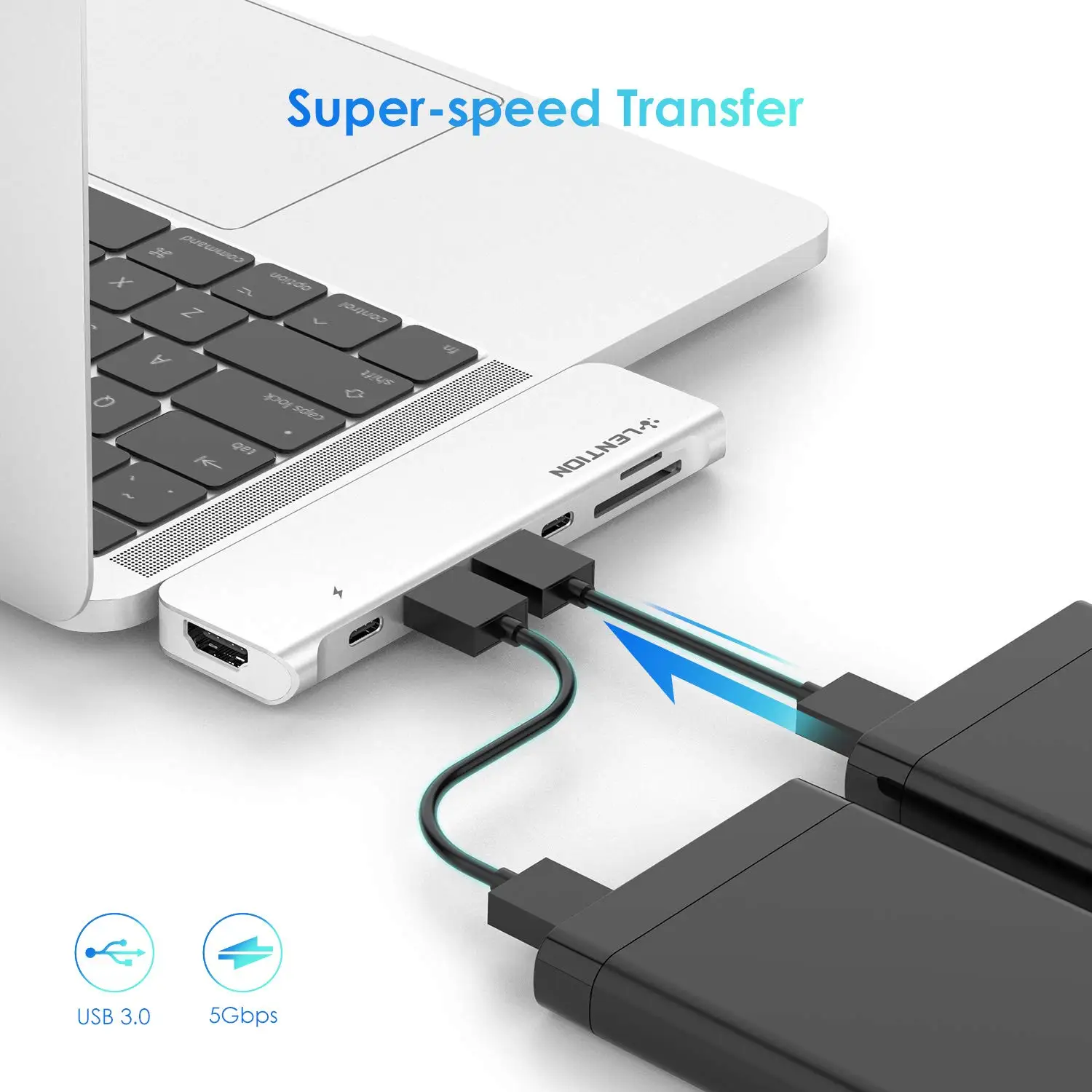 USB C Hub with 40Gbps ,100W Power Delivery, 4K HDMI, 2 USB 3.0, SD/Micro Card Reader, Type C Data Adapter for MacBook Pro 13/15