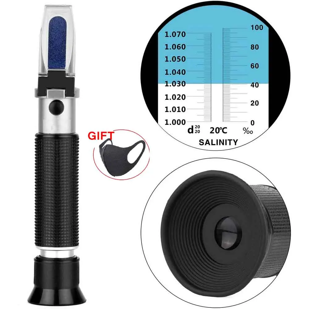 

Salinity Refractometer Aquariums Sea Fish Breeding Testing Dual Scale Salt Water Tester with ATC Specific Gravity Salinity Meter