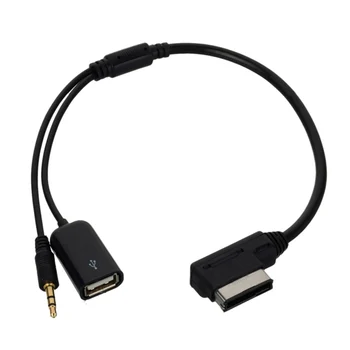 

Stereo 3.5mm Audio & USB Female Aux Adapter Cable For Car VW AUDI 2014 A4 A6 Q5 Q7 to Media In AMI MDI