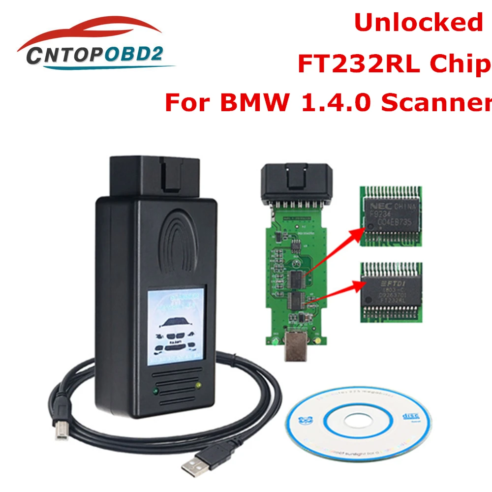 Новейший для BMW Сканер 1.4.0 разблокировка Версия FTDI чип OBD Код считыватель многофункциональный диагностический кабель OBD2 диагностический инструмент