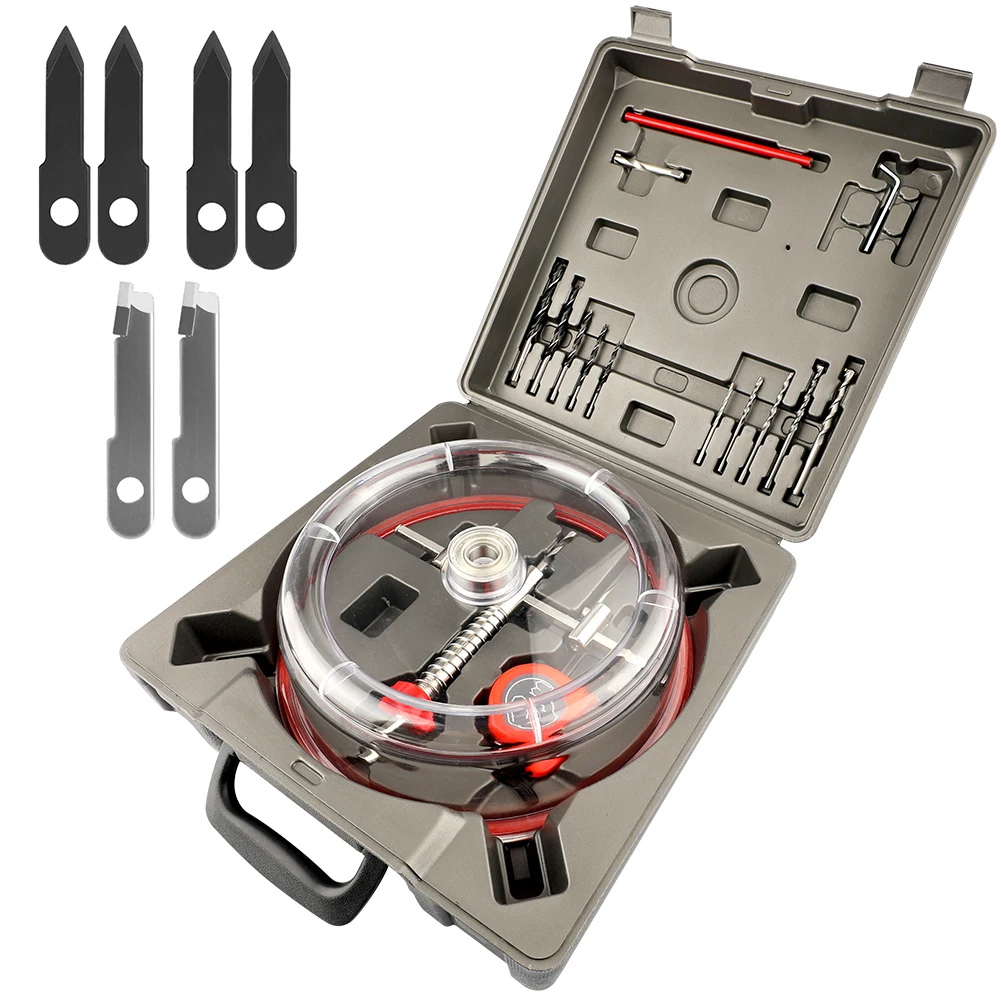 US $71.34 NEW Hole Saw Opener Twist Drill Bit Set Adjustable with ABS Dust Shield Cover for Ceiling Woodworking Recessed Lights Vent Holes