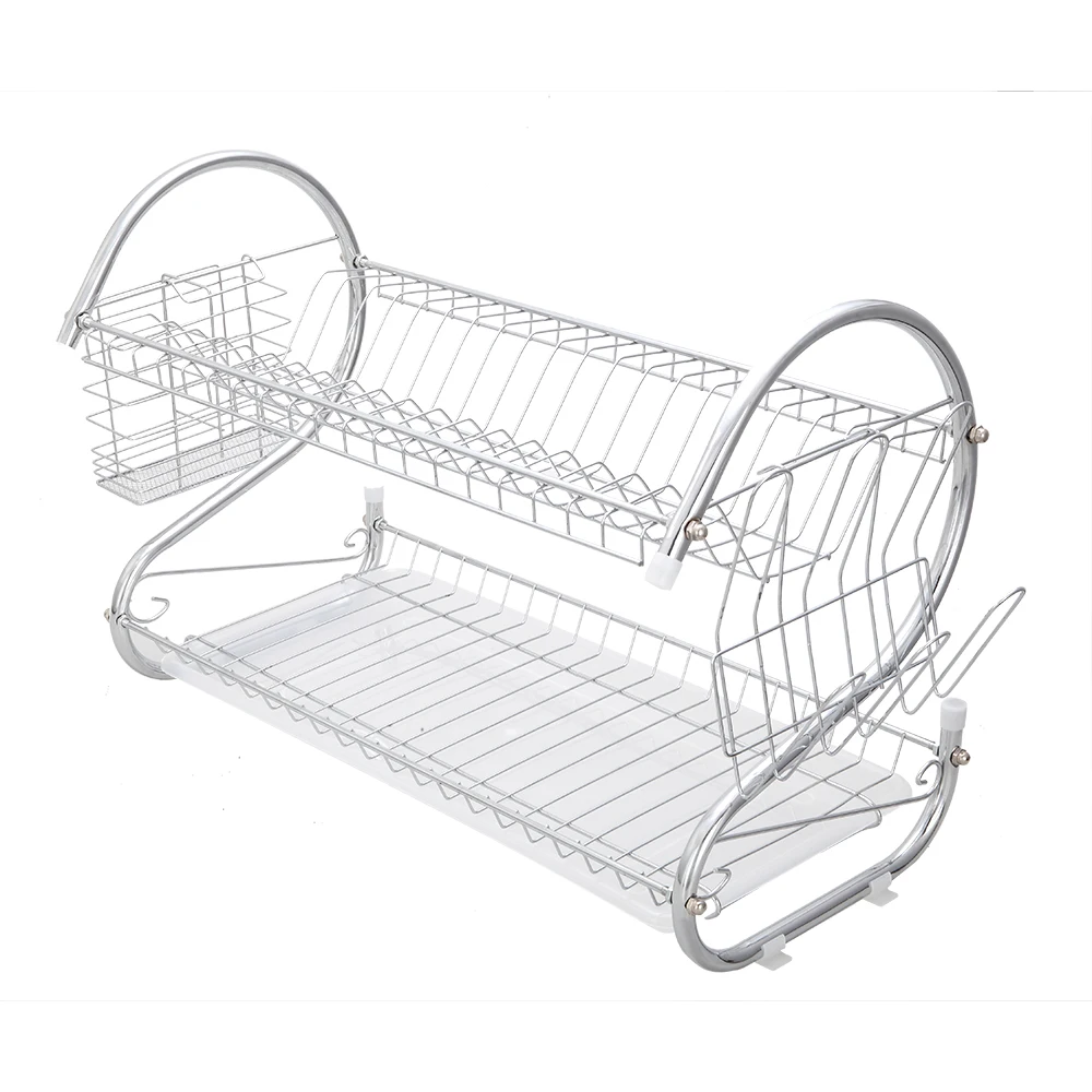 

Multifunctional S-shaped Dual Layers Bowls & Dishes & Chopsticks & Spoons Collection Shelf Dish Drainer FPing