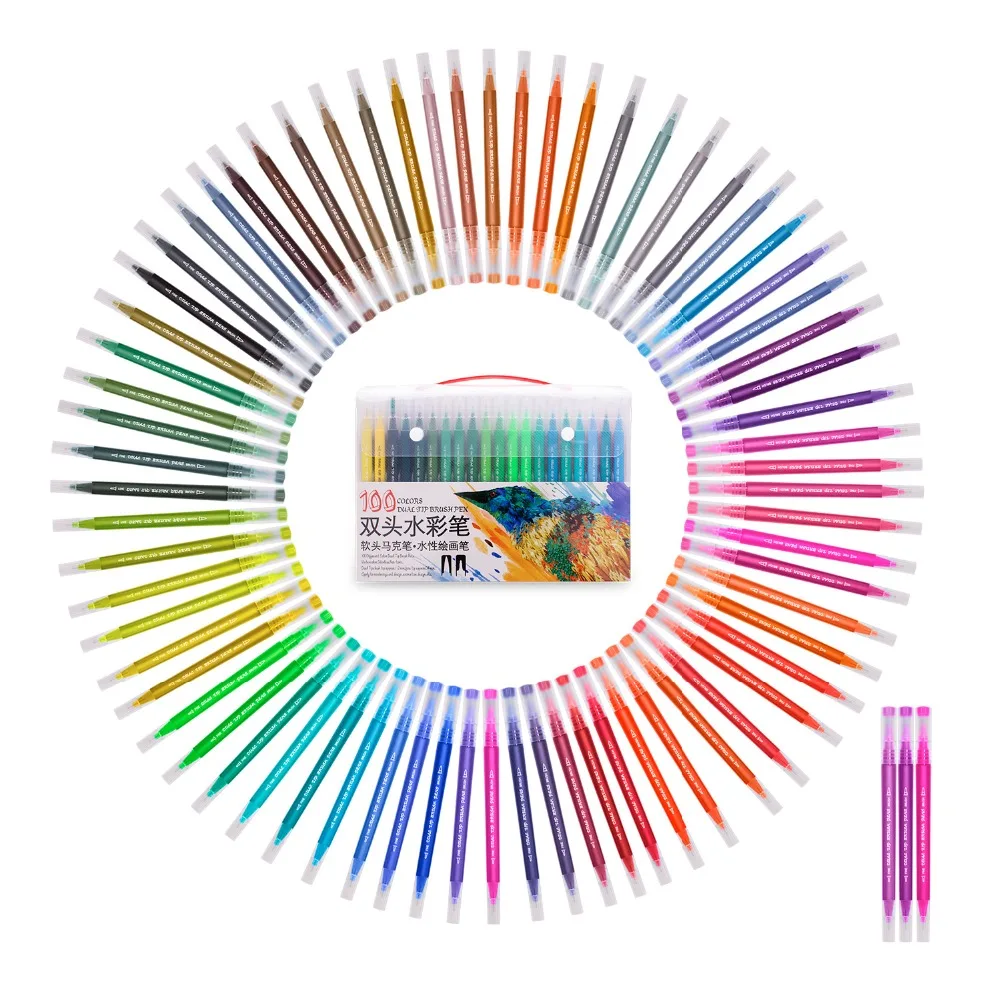 Маркеры кисти ручки товары для рукоделия для Fawing 48 60 72 100 цветов эскиз Водные Цвета цветные маркеры новые школьные принадлежности Манга