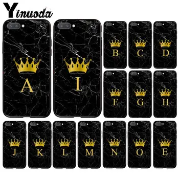 

Yinuoda Custom name Letter Monogram Black Marble Gold crown Phone Case for Huawei Honor 8A 8X 9 10 20 Lite 7A 5A 7C 10i 9X pro
