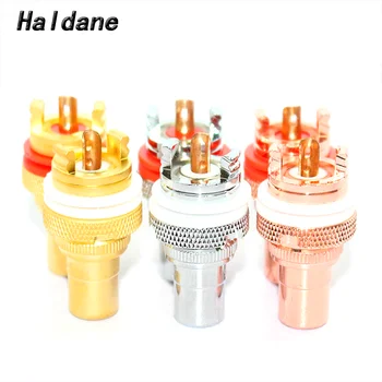 

Haldane 4pcs HIFI Audio Panel Mount RCA Female Socket Plug Jack Audio Amplifier CD DVD Player Chassis Phono Connector