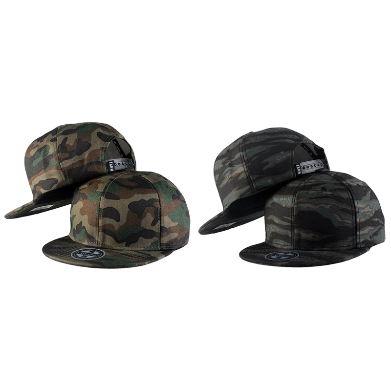 WuKe 2 шт Вышивка Snapback, бейсболка с плоским козырьком хип-хоп кепки, зеленый камуфляж и черный камуфляж волны