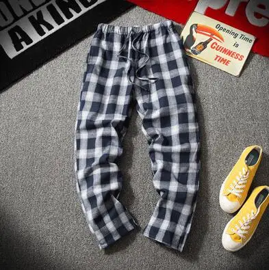 Black White Plaid KUANGNAN клетчатые мужские штаны для бега брюки Мужские штаны уличная тренировочные штаны-шаровары штаны, мужские брюки 5XL хип хоп Осень новинка - Цвет: Black White Plaid