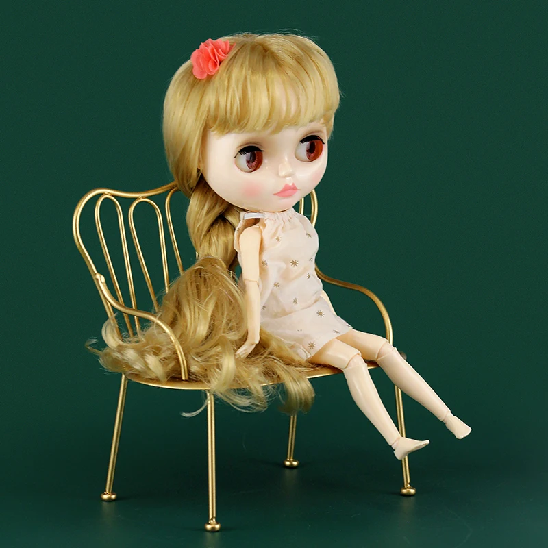Aizulhomey LOL Blyth Doll Accessories 1/6 Iron Coffee Table Kitchen Chair Dollhouse Furniture Toys Bjd Play House Gifts for Kids