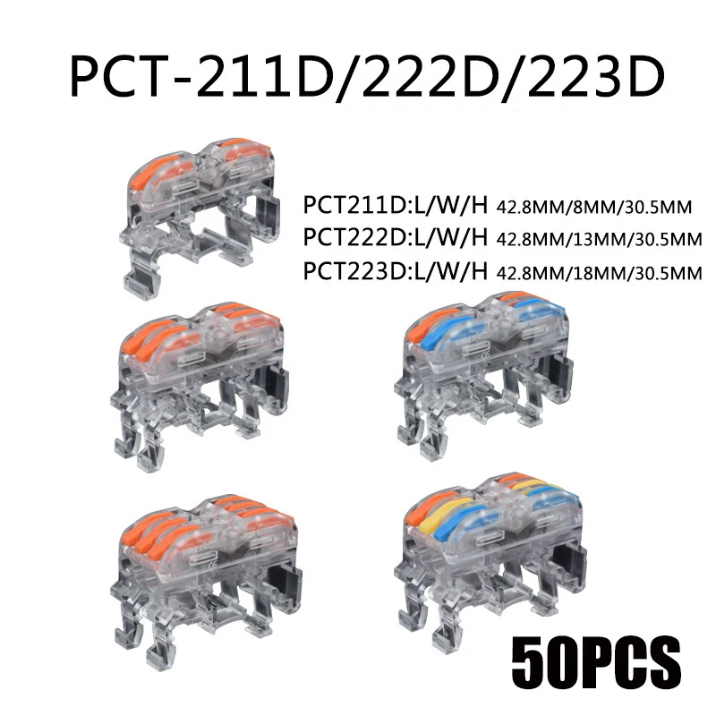 

Rail Type Wire Quick Connector PTC-211 412 413 Wire Connector Terminal Electrico Block Compact Wiring Splicing Conector Eletrico