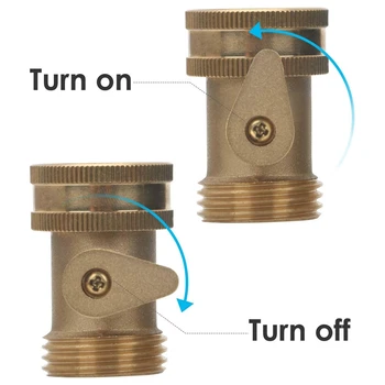 

New 3/4 Inch Solid Brass Shut Off Valve Garden Hose Connector, 2 Pack Heavy Duty Water Hose Turn Off Ball Valve Adapter Fittings