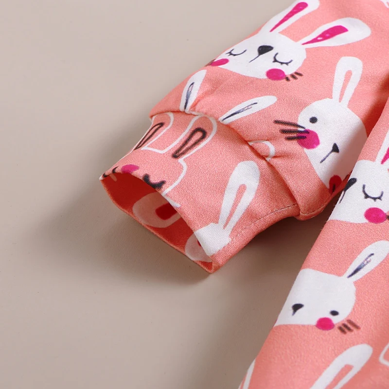 Милый комбинезон с кроликом, 2 предмета, одежда для маленьких девочек Комбинезон+ повязка на голову, комплект для детей от 0 до 18 месяцев, Одежда для новорожденных Детский комбинезон