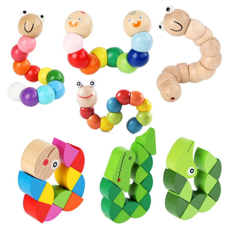 

Wood Colorful Variety Twisting Insect Simulation Crooked Kids Boys Educational Magic Tricks Crocodile Worm Classic Toys Hobbies