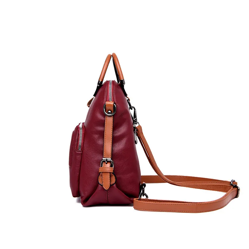  Two Belt New Multifunction Female Backpack Leather Bagpack Travel Bags For Teenager Girls Female Ru - 32915013714