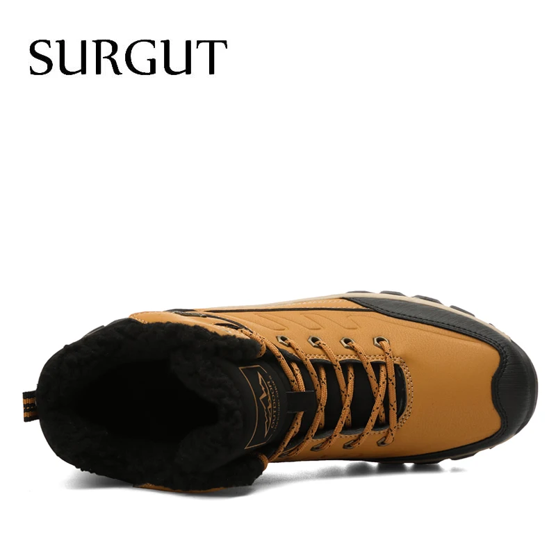 SURGUT 2020 New Winter Plush Waterproof Snow Boots Shoes Warm Men's Sneakers Footwear Fashion Outdoor Ankle Boots Men's Boots