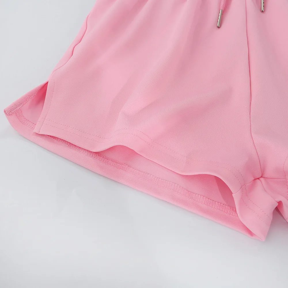 Summer 2 Piece Sets Women Bandage Drawstring Strapless Crop Top Short Pants Jogging Tracksuit Ladies Sport Set Hoodies Outfits