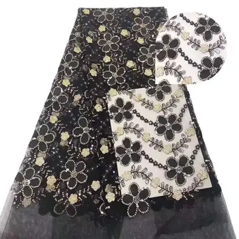 

5 yards sequin embroidery French mesh African lace fabric sequin embroidery Nigeria lace suitable for evening dress stage costum