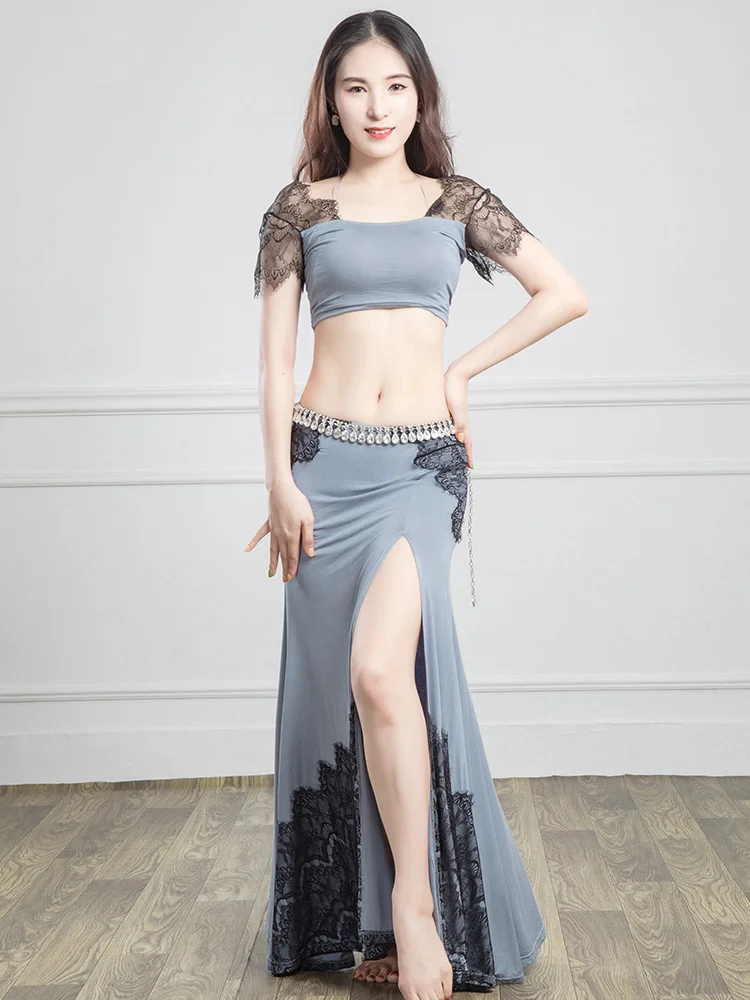 2PC TOP SKIRT 2 Топ Бюстгальтер раздельная юбка танец живота Восточный костюм комплект сценическое шоу длинное платье командная одежда Baladi Saidi Шааби народный Халат - Цвет: 2PC TOP SKIRT