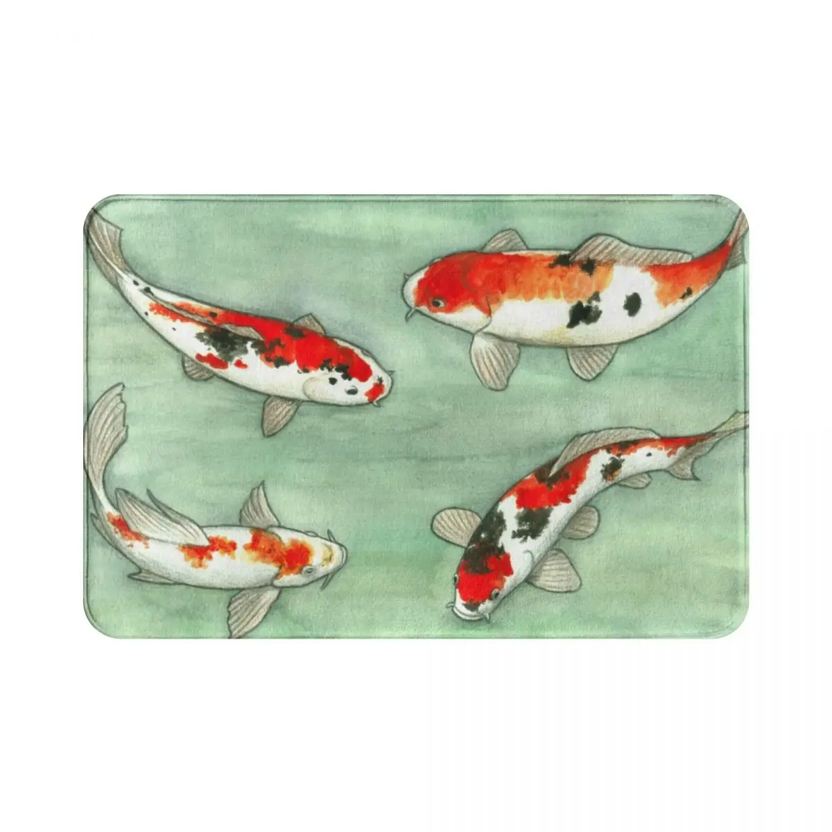 Напольный коврик Koi Fish из полиэстера нескользящий прочный ковер для прихожей