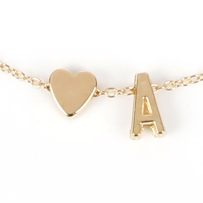 40+5cm Love & Letter charms Necklace Clavicle chain Tiny Heart Dainty Initial Choker for Women jewelry