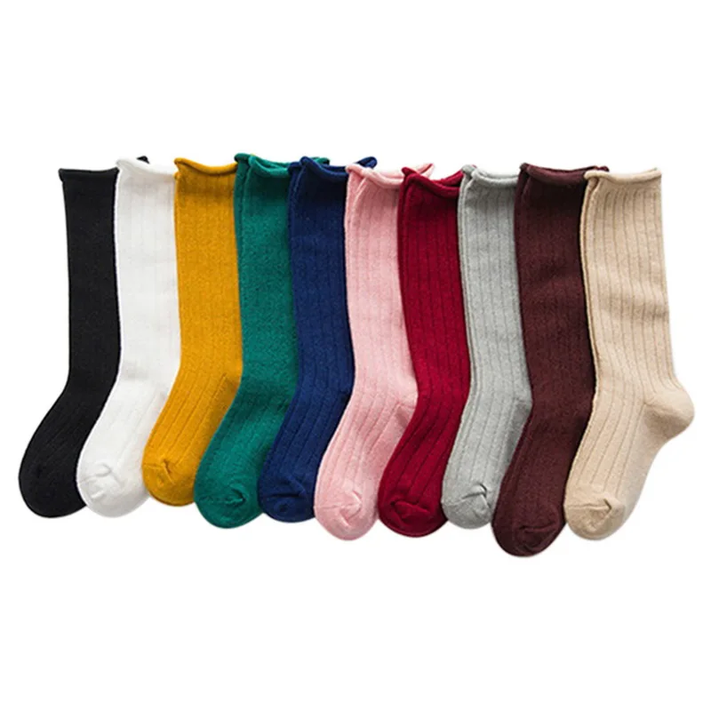 10 пар/уп., однотонные детские гольфы, хлопковые красивые теплые носки ярких цветов для малышей, одежда для мальчиков и девочек 0-10 лет