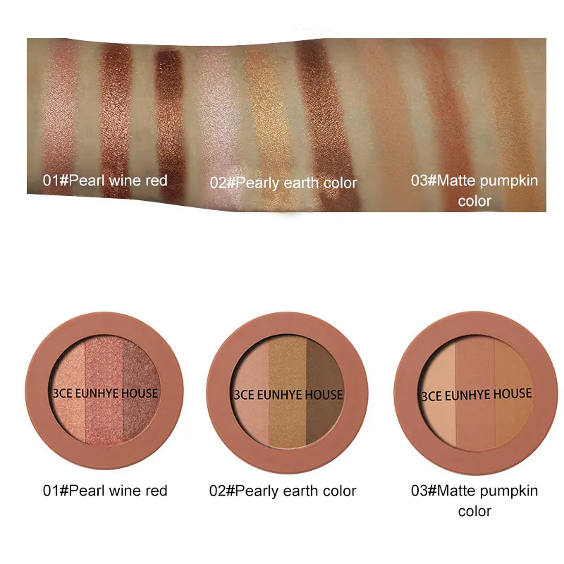 Three-color Eye Shadow Palette Long-lasting Smudge-proof Fashion Matte Shimmer Easy To Color Eye Shadow