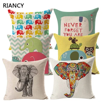 

Elephant 45*45 Pattern Cotton Linen Cushion Cover Throw Pillow Cartoon Car Home Sofa Bed Decorative Pillowcase Funda Cojin 40238