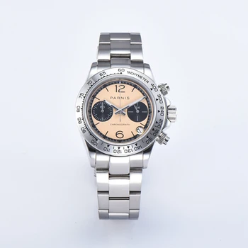 

Parnis 39mm Brand Luxury VK Quartz Chronograph Watch Men Pilot Business Waterproof Sapphire Crystal WristWatch Relogio Masculino