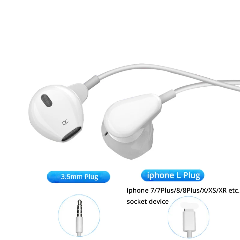 

wired earphone for mobile phone 3.5mm audio headset Surround sound L audio jack earbuds for iphone 7 8 Plus X earphones