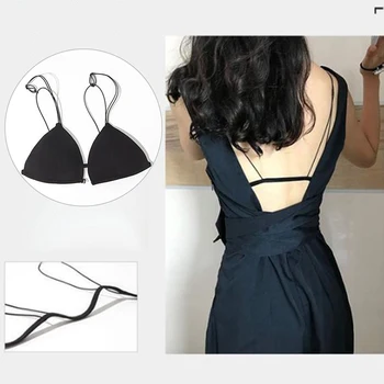 

Women Bralette Sexy Lingerie Sportswear Brassiere Wireless Triangle Cup Thin Strap Up Bra Backless Comfort Underwear
