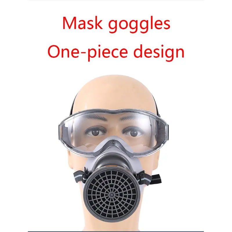 

1Set 1Set Half Face Gas Mask with Goggles Chemical Dust Mask Filter Breathing Respirators for Painting Spray Welding Industrial