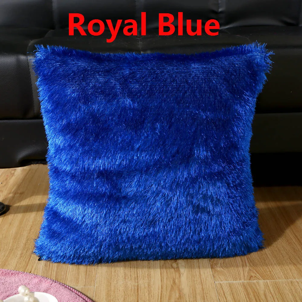 1PC Soft Plush Square Solid Waist Throw Pillow Case DIY Seat Home Decorative Pillow Cover 42cm Pom Pillowcase
