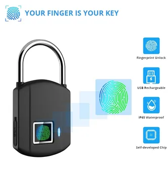

HIPERDEAL 2019 New Smart Home Fingerprint Padlock Waterproof Smart Lock keyless Digital USB Recharge O11