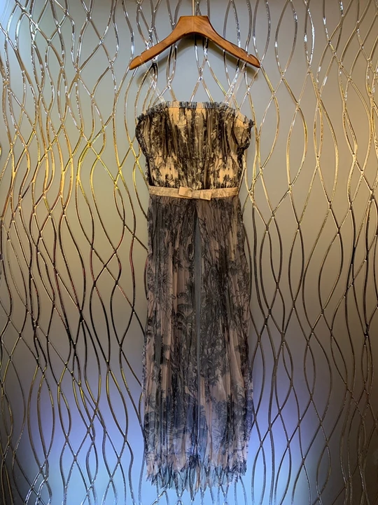 

2019 Early Autumn New Girls'Hundred Pleats Printing Patterns Shoulder-exposed Suspended Long Dress 816