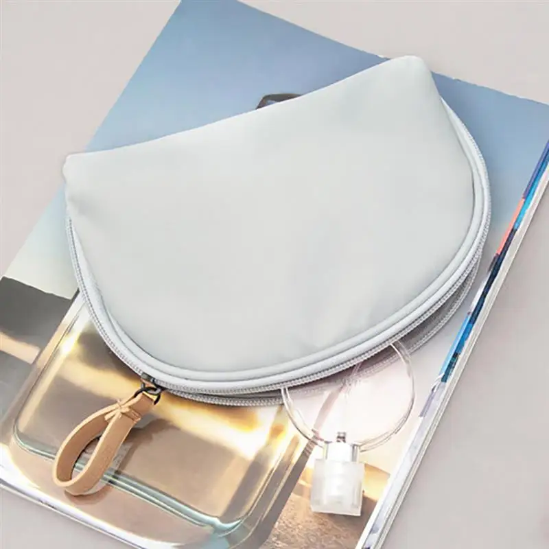 Women Makeup Bag Portable Semicircle Zipper Cosmetic Bag Toiletry Pouch Makeup Storage Bag for Travel