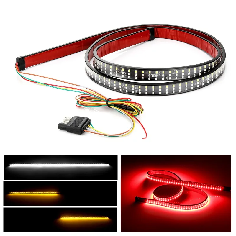 60Inch Triple Row 5-Function Truck Tailgate LED Strip Light Bar With Reverse Brake Turn Signal For SUV Car Accessories