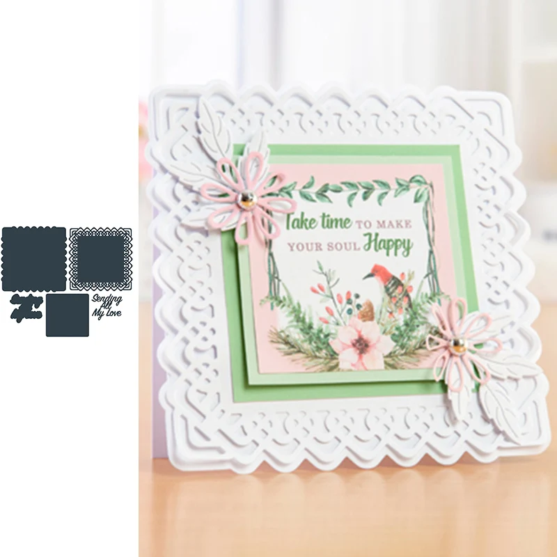

Square Background Flower Frame Metal Cutting Dies for Scrapbooking and Card Making New 2019 die cuts