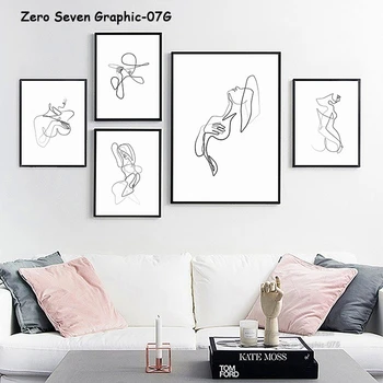 

Abstract Painting One Line Art Sexy Girl Canvas Painting Poster And Print Living Room Salon Wall Art Picture For Home Decoration