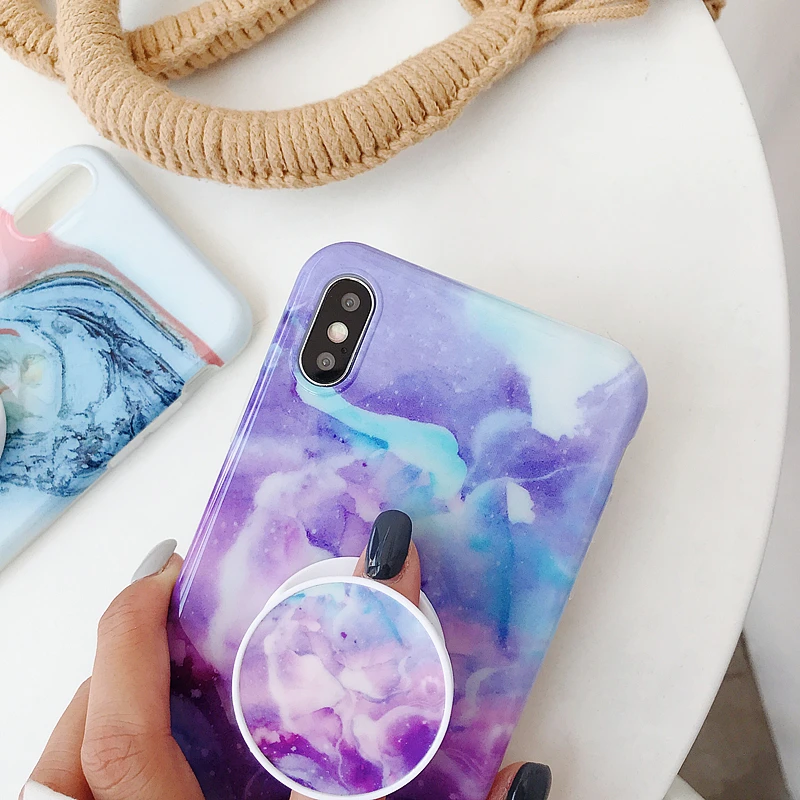Для Apple IPhone X XS XR XS MAX 7 8 6S 6 Plus ультратонкий мраморный чехол из мягкого силикона ТПУ с подставкой для телефона