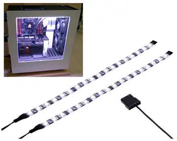 

LED Light Strip Computer Lighting white, Magnetic, Molex Connector, 2pcs LED Strip for PC Case Lighting Kit (30cm,18leds) ST110