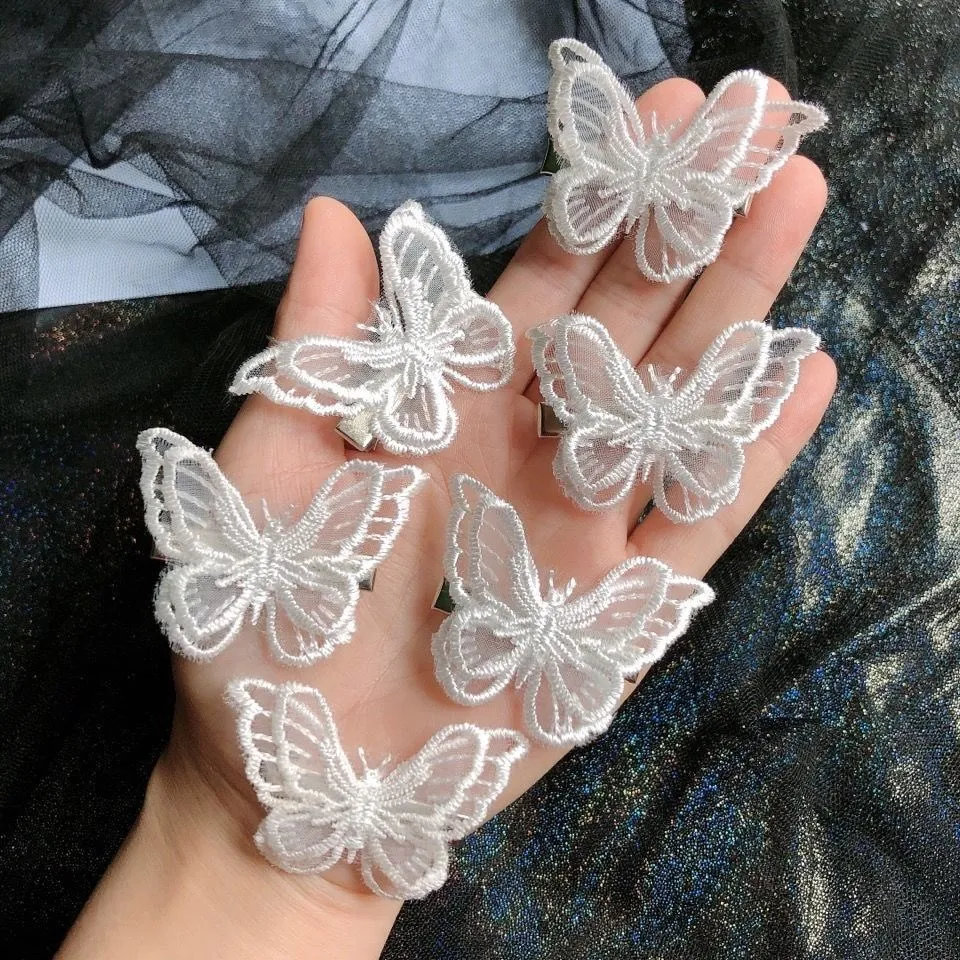 1-4 Pcs Korea Sweet White Lace Butterfly Hair Clips Butterfly Hair Barrettes Sweet Hairpins for Women Wedding Hair Accessories vintage hair clips