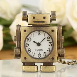 Кварцевые карманные часы с открытым лицом в форме робота, стильный квадратный циферблат, Арабская подвеска с циферблатом, часы для девочек