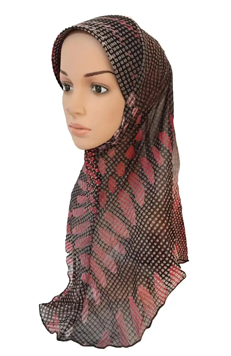 Muslim Women One Piece Hijab Hat Islamic Amira Headscarf Head Wrap Shawl Neck Covers Turban Arab Bandanas Accessories Fashion - Цвет: Wine Red