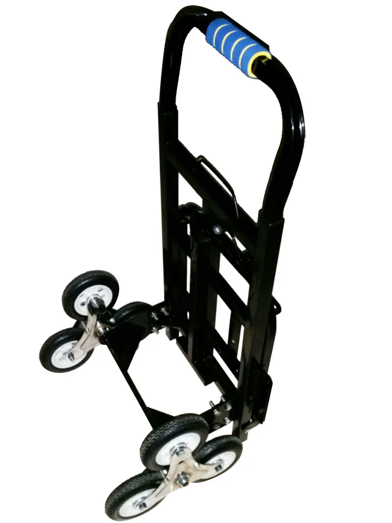 Foldable Portable Stair Climbing Hand Truck Luggage Cart Handcart Luggage Cart with 6 Wheels and 2 Backup Wheels-with 2 Casters