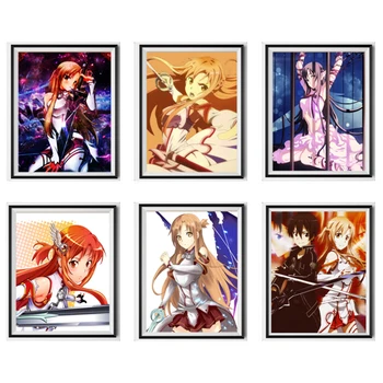 

Set of 6 Pieces SAO Sword Art Online Anime Art Prints Asuna X Kirito Manga Anime Art Prints for Decoration,No Frame