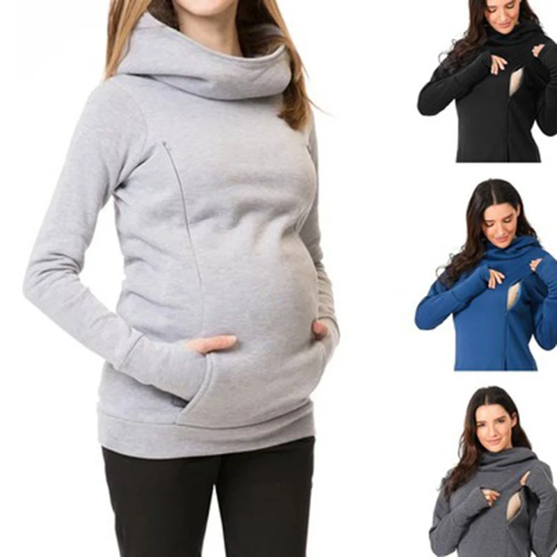 Ropa para mujeres embarazadas, sudadera maternidad cálida, ropa de lactancia|Sudaderas con capucha| - AliExpress