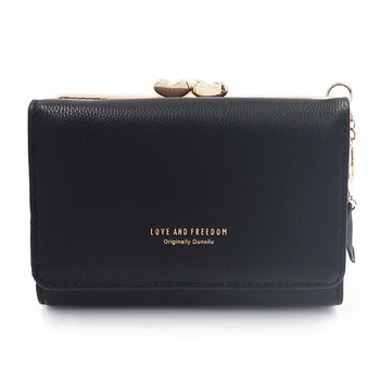 

Women Leather Trifold Wallet Short Clutch Coin Purse Travel Card Slots New Design Small PU Leather Love Hasp Coin Pocket