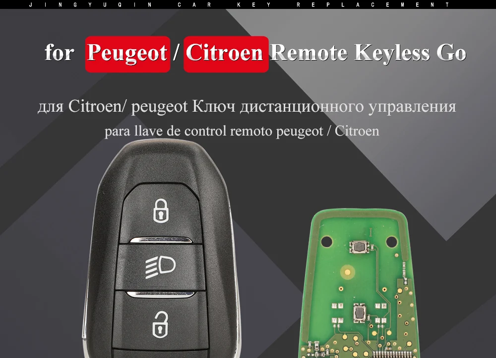 Keyforkess 434Mhz FSK 4A Chip Car Remote Key per Peugeot 3008 5008 2016 Citroen C3 C5 Smart Control Keyless Entry fob faro - Hc77c02ad63de45c5bfe2d956030efe79Y
