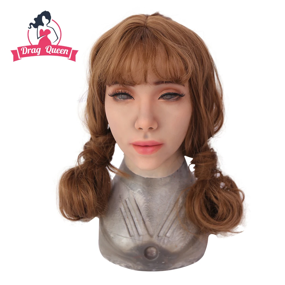 

Drag Queen Female Mask Latex Silicone Realistic Human Skin Masks Halloween Dance Masquerade Beautiful Gender Reveal Women Girl